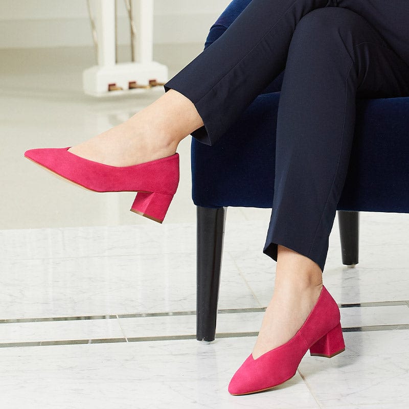 Wide Fit Dark Red Block Heel Court Shoes New Look Vegan | Compare | Trinity  Leeds