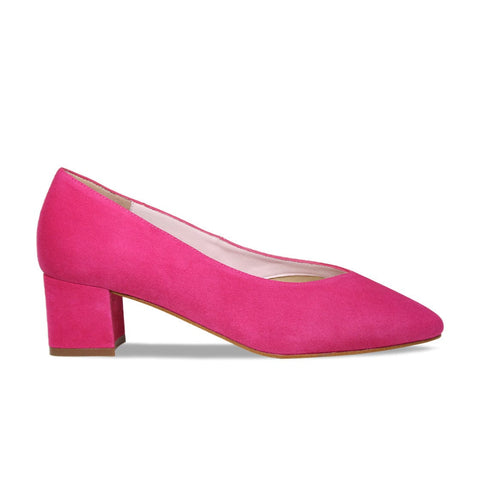 Ingrid Fuchsia Suede Comfortable Pink Block Heels Sole Bliss USA