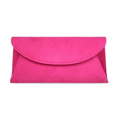 hot pink suede clutch bag