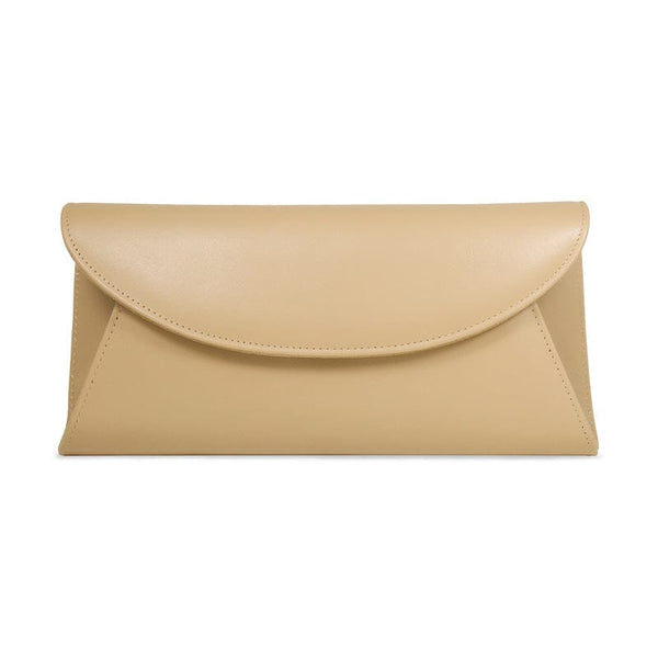 Jenna Nude Leather Envelope Clutch Purse Sole Bliss USA