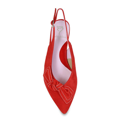 Shoes Katrina: Coral Red Suede Sole Bliss USA