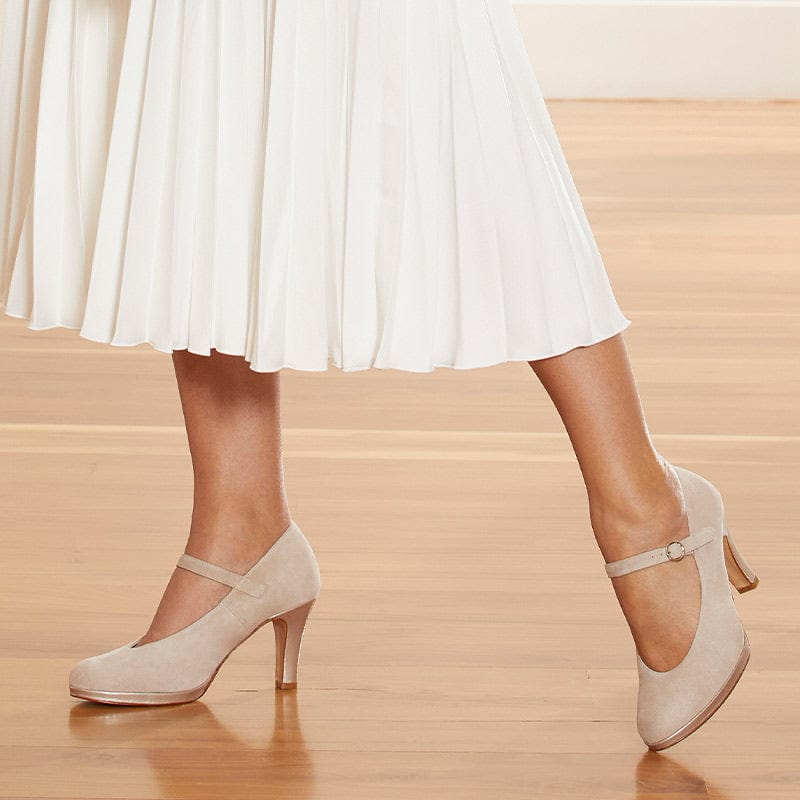 Madison: Pale Taupe Suede & Patent