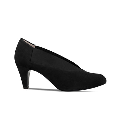 Black Suede Heels with Elasticated Top Line