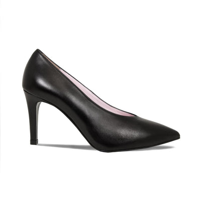 Black Leather High Heeled Pumps