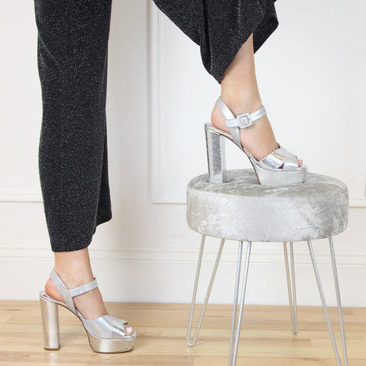Remy: Silver Suede & Snake Print Leather