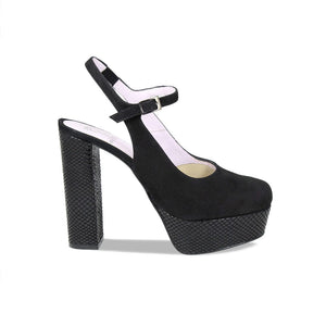 Shoes Rita: Black Suede & Snake Print Leather Sole Bliss USA