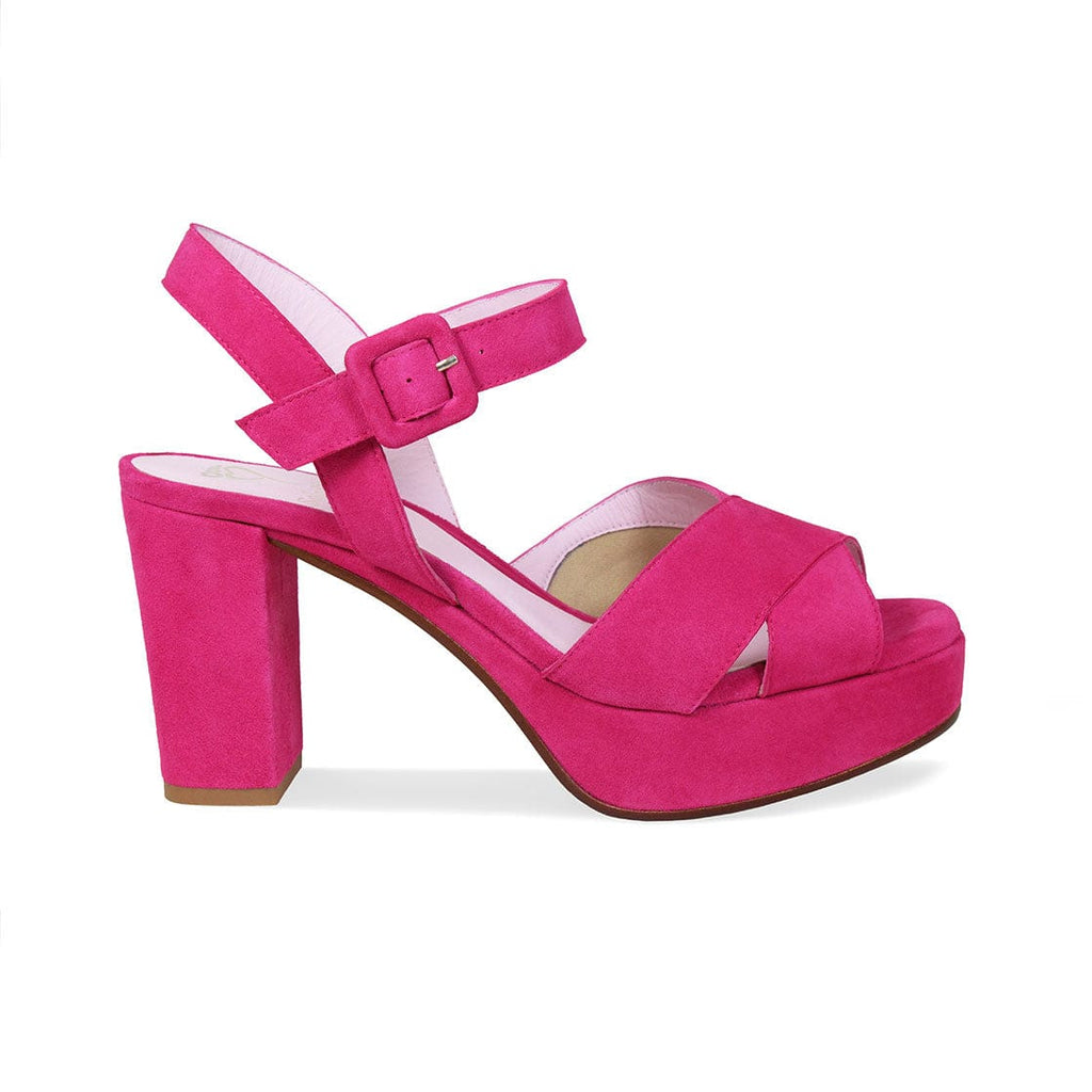 Ruby: Fuchsia Suede - Wide-Fit Platform Heels for Bunions | Sole Bliss USA