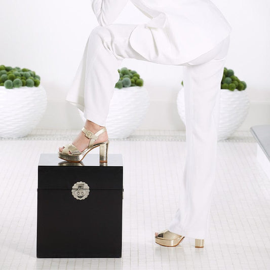 Ruby: Pale Gold Suede & Snake Print Leather
