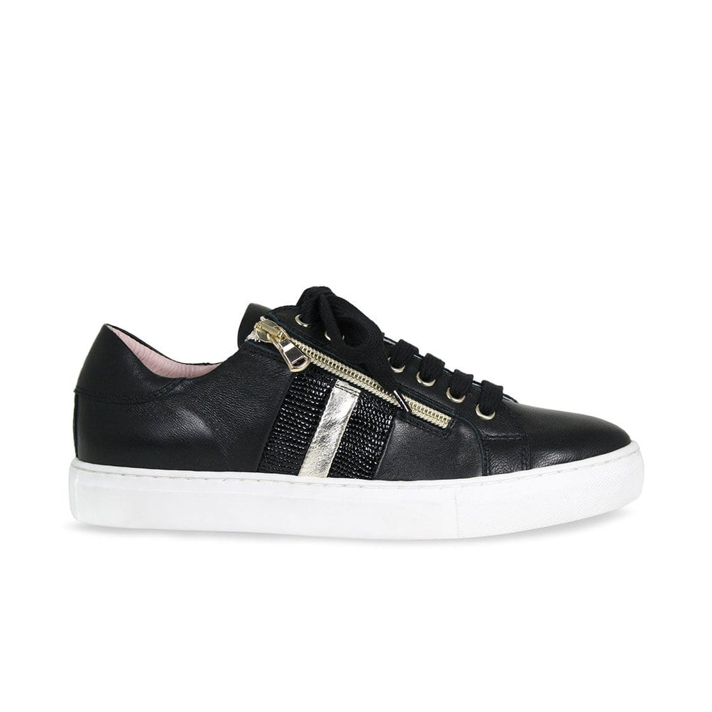 Sprint: Black Leather & Metallic - Chic Sneakers for Bunions – Sole ...