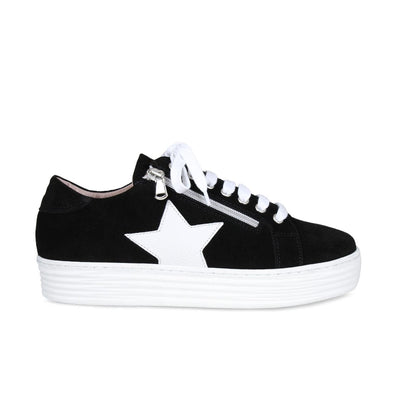 Star: Black Suede & White Leather