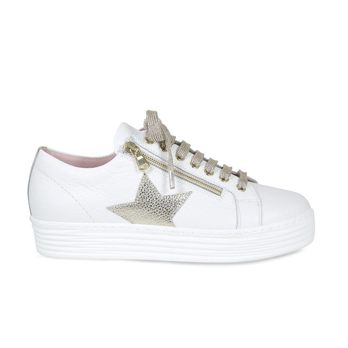 Star: White & Gold Leather - Sneakers with Stars – Sole Bliss USA