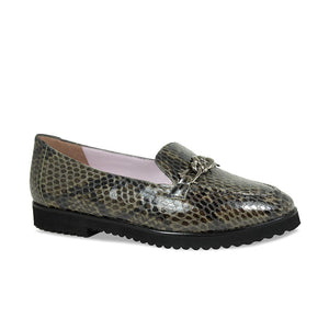 Shoes Tamara: Olive Snake Print Leather Sole Bliss USA