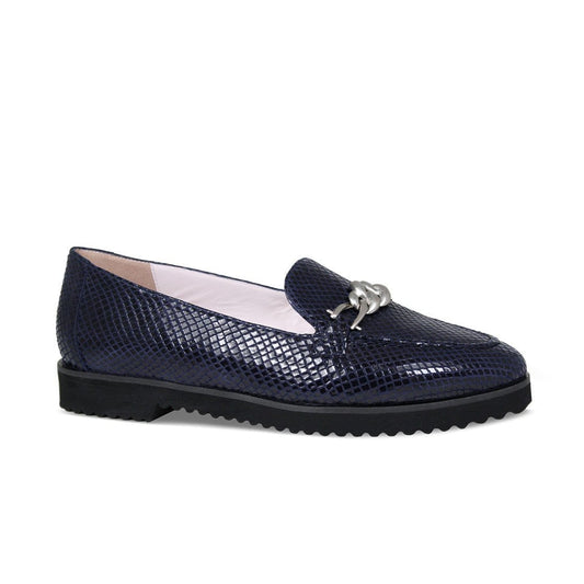 Tamara: Navy Snake Print Leather Shoes Sole Bliss