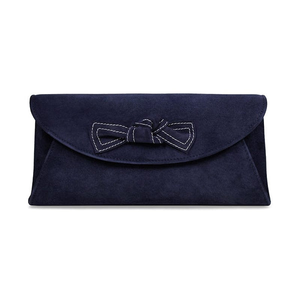 Jenna Kat Navy Suede Envelope Clutch Purse Sole Bliss USA