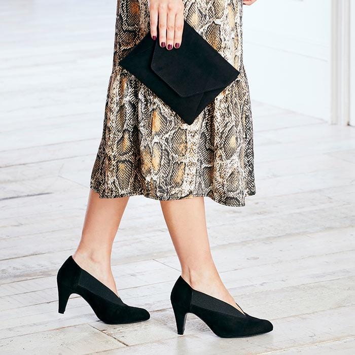 Mercy Black Suede Comfortable Wide Heels for Bunions Sole Bliss USA