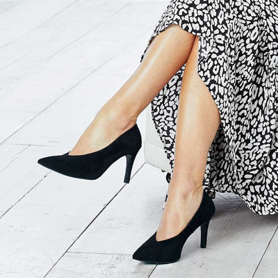 Women's Slip On Super High Heels Platform Round Toe Pumps Black Suede Shoes  | eBay